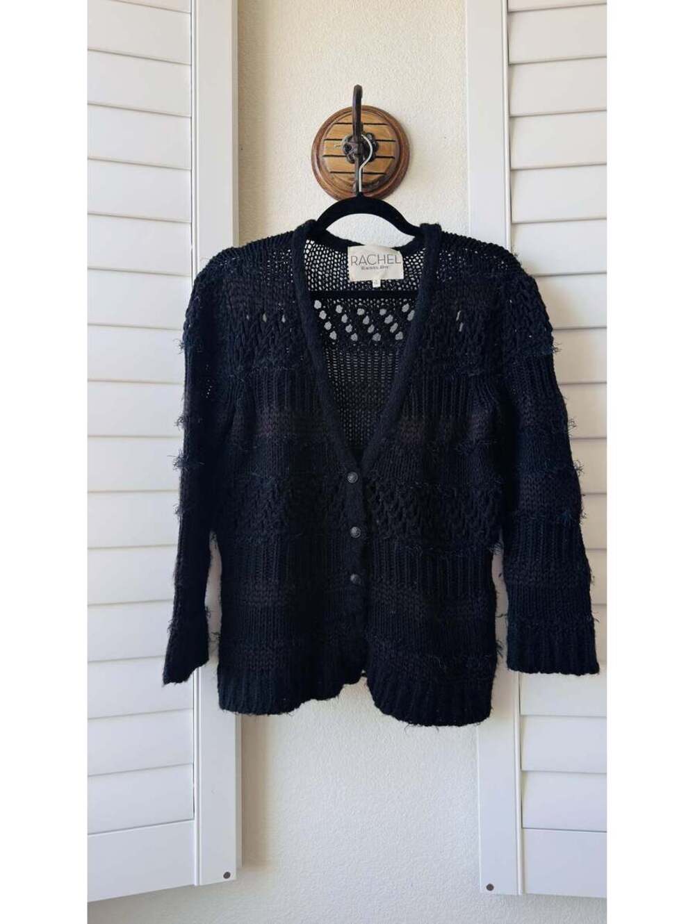 RACHEL Rachel Roy Chunky Mixed-Knit Striped Cardigan Sweater - Size S